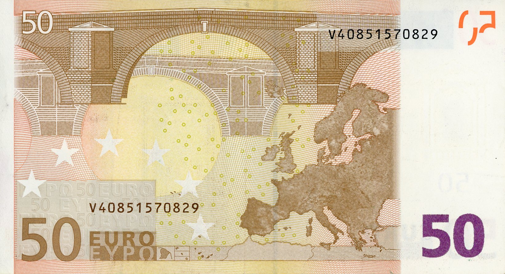 Reverso del billete de 50 euros (Alemania)