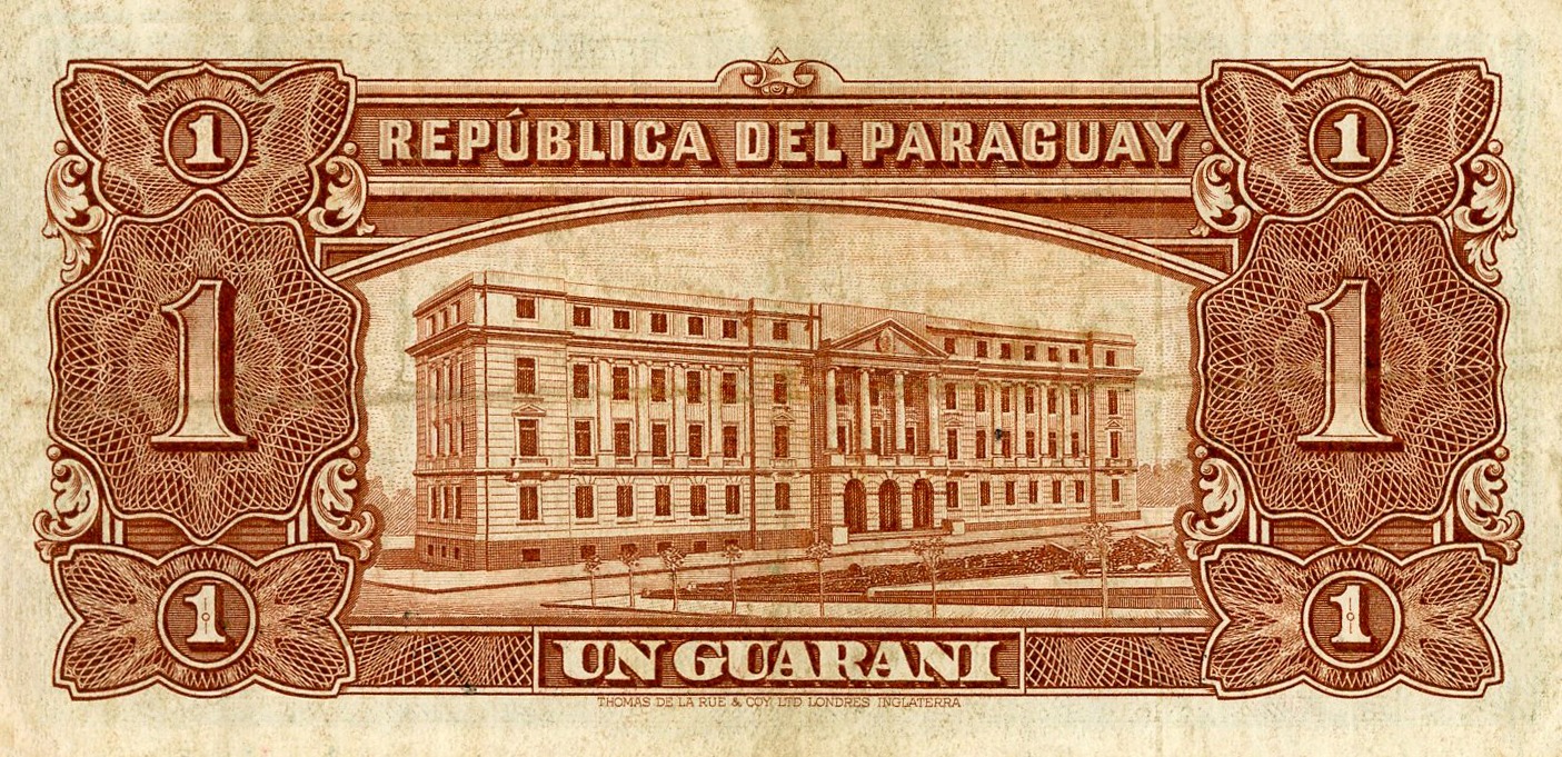 Reverso del billete de 1 guaraní (Paraguay)