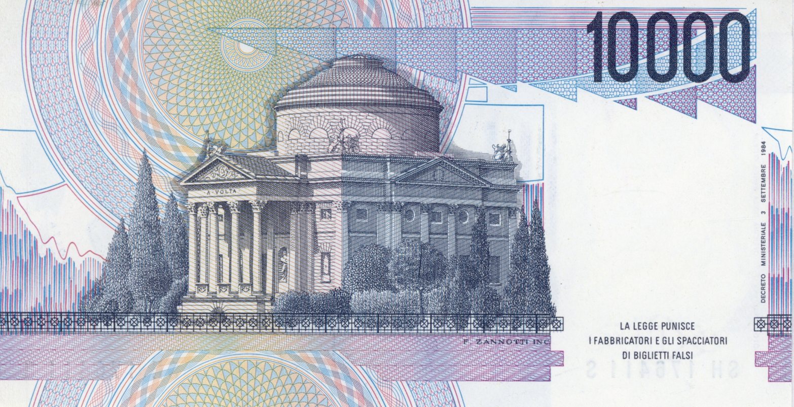 Reverso del billete de 10.000 liras (Italia)