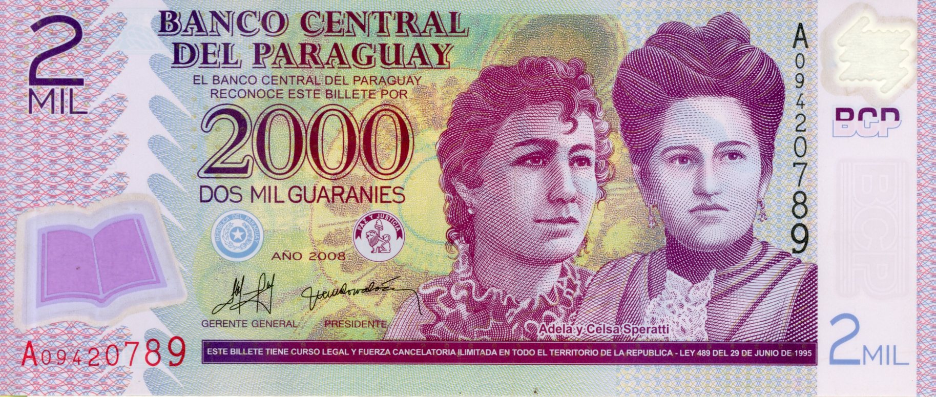 Anverso del billete de 2.000 guaraníes (Paraguay)