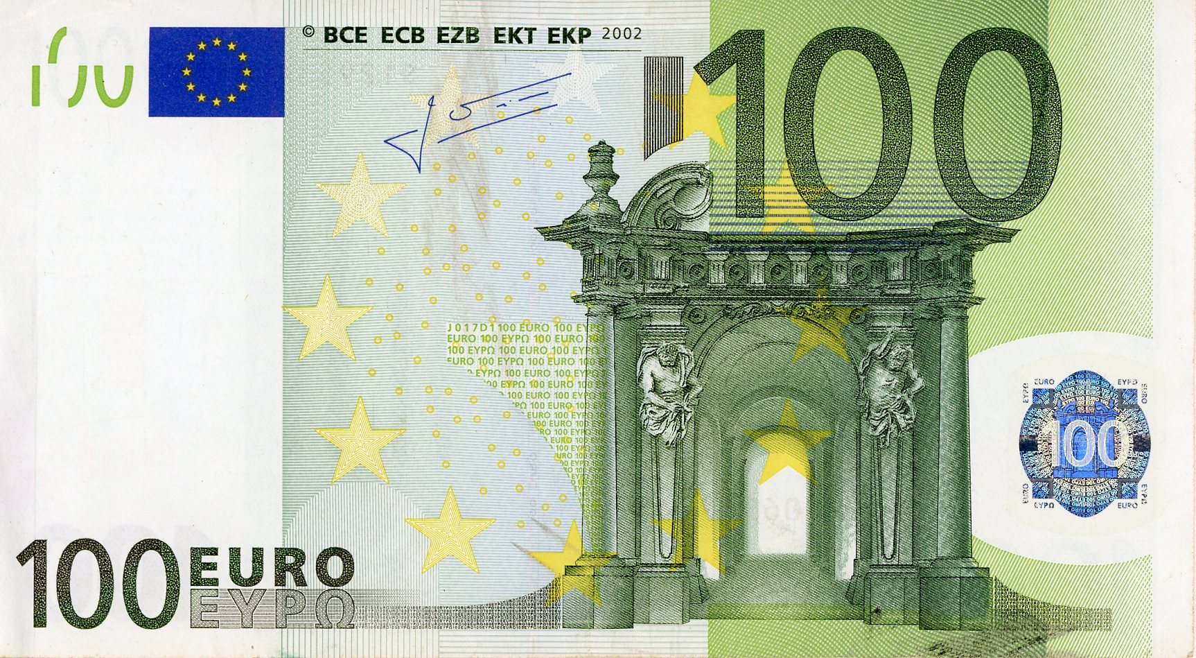 Anverso del billete de 100 euros (Islas Canarias · Tenerife)