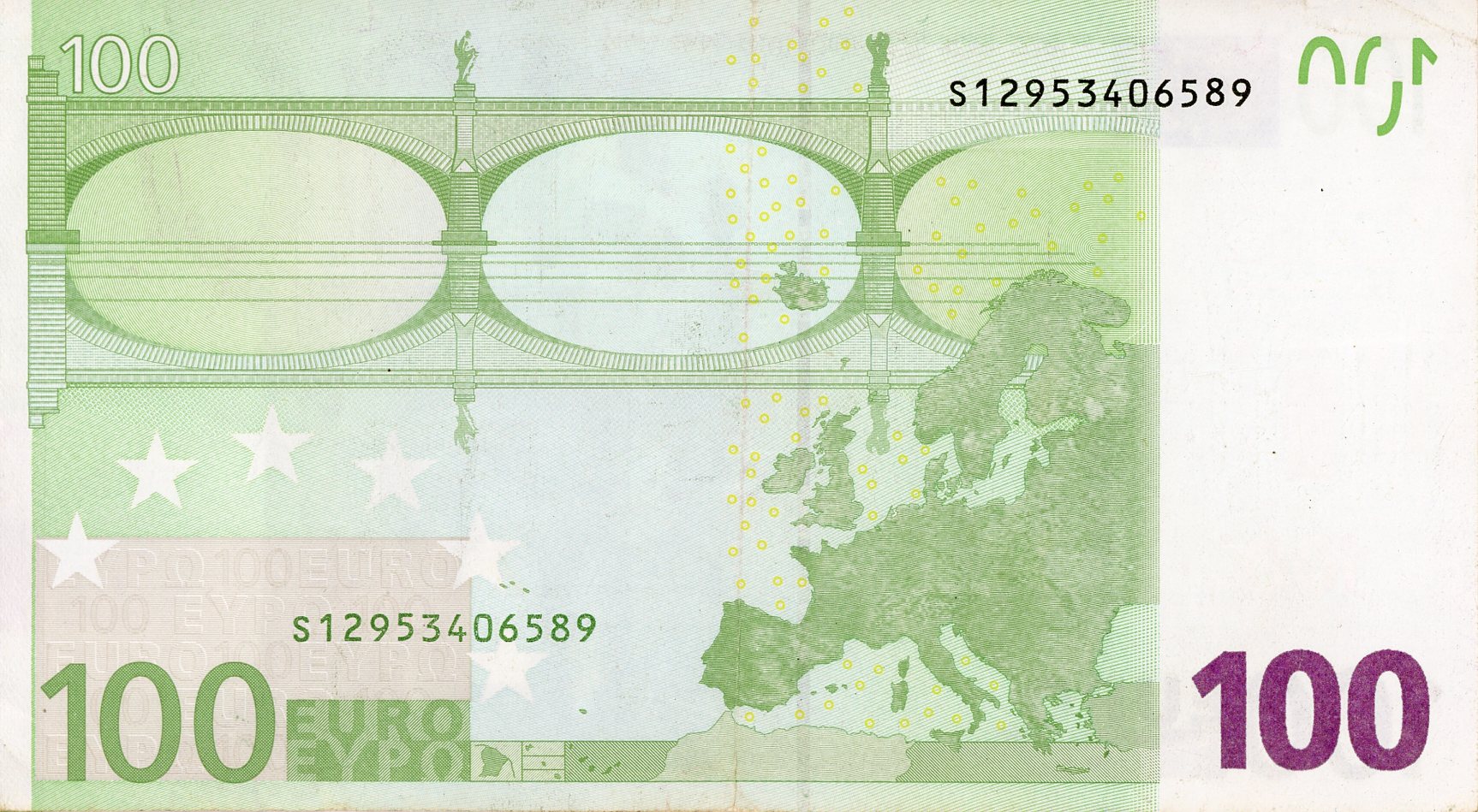 Reverso del billete de 100 euros (Islas Canarias · Tenerife)