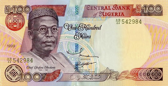 Anverso del billete de 100 nairas (Nigeria)