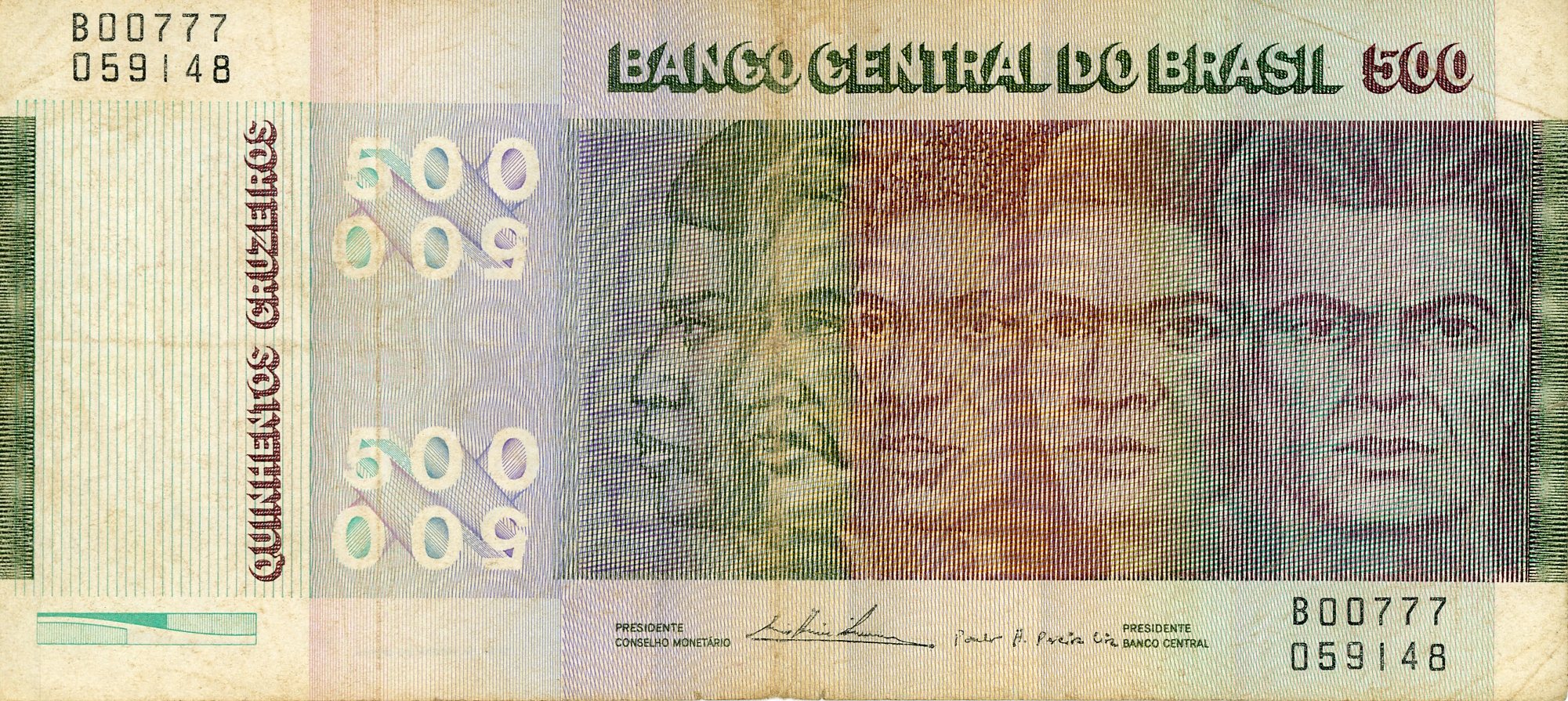 Anverso del billete de 500 cruzeiros (Brasil)