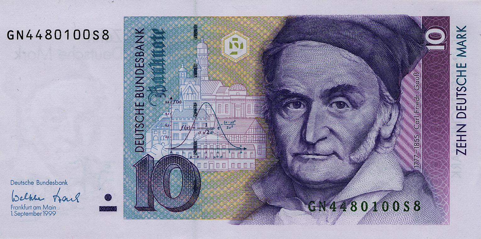 Anverso del billete de 10 marcos alemanes (Alemania)
