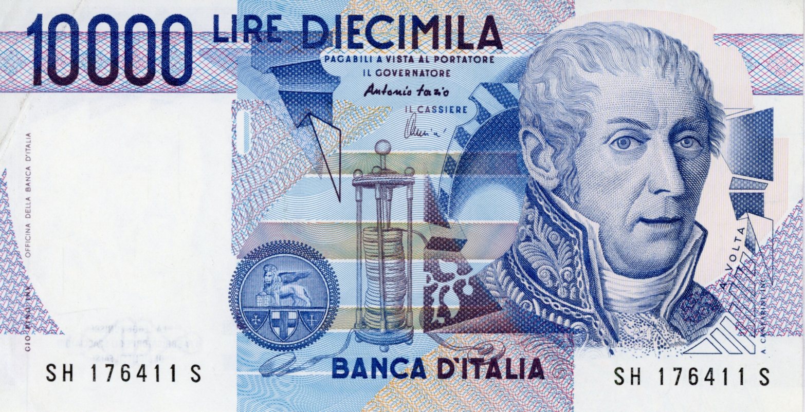 Anverso del billete de 10.000 liras (Italia)