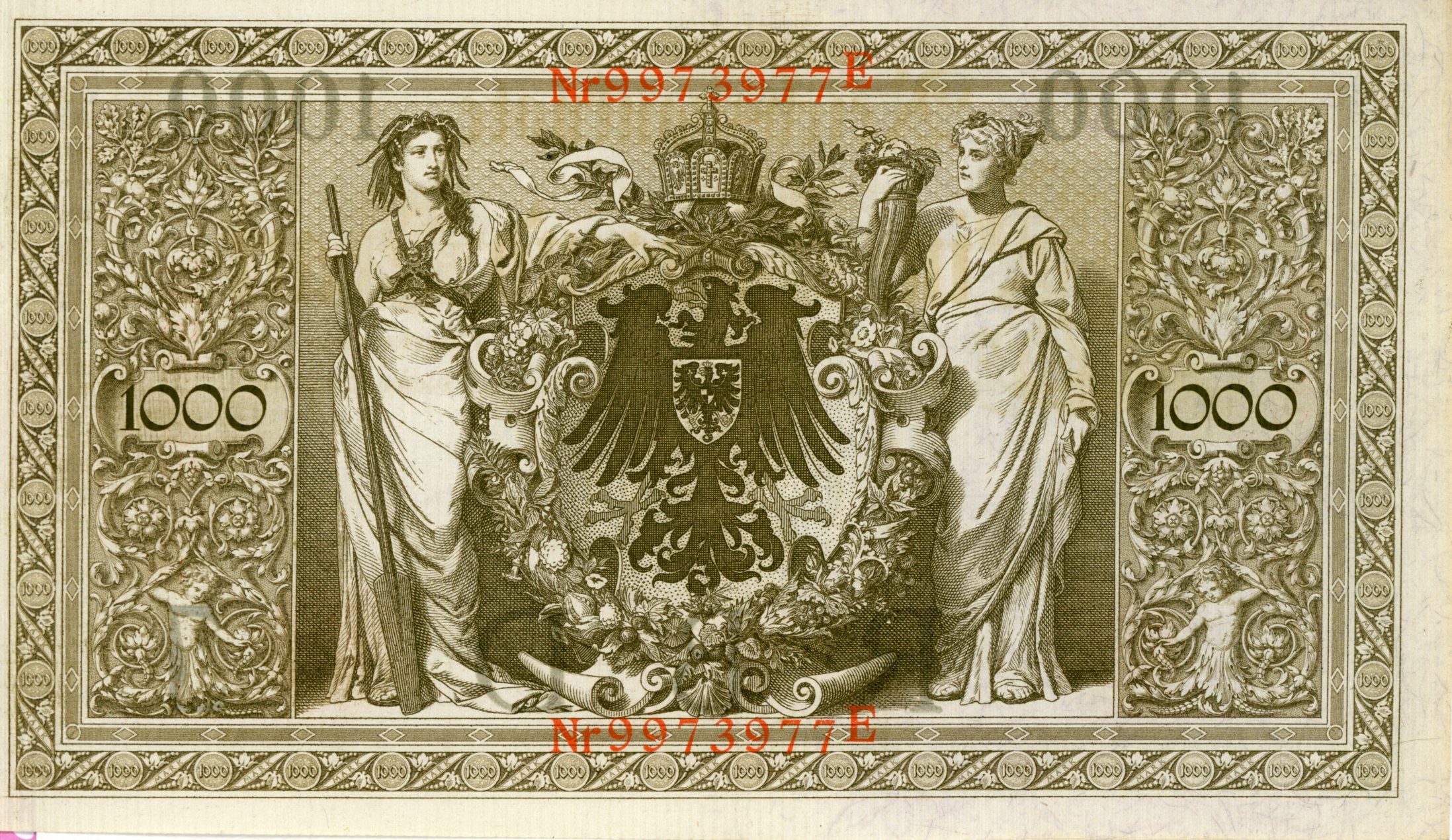 Reverso del billete de 1.000 marcos (Reichsbanknote, 1910) (Alemania)