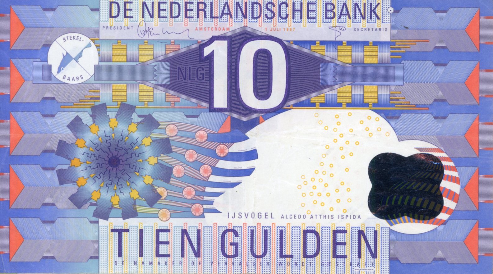 Anverso del billete de 10 florines neerlandeses (Países Bajos)