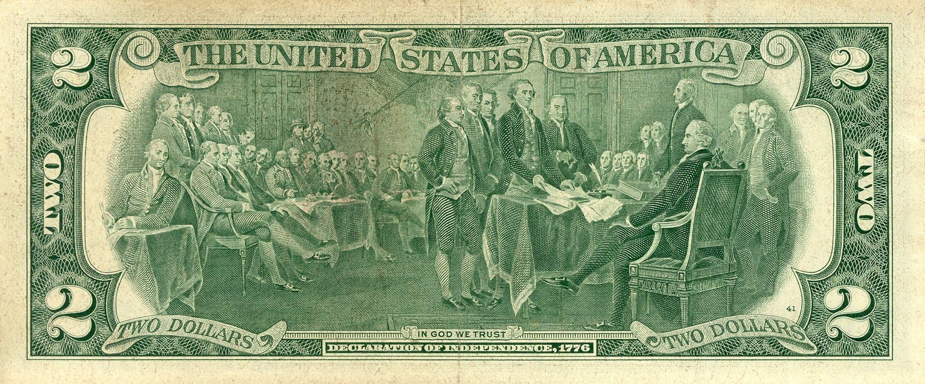 Reverso del billete de 2 dólares (Estados Unidos)
