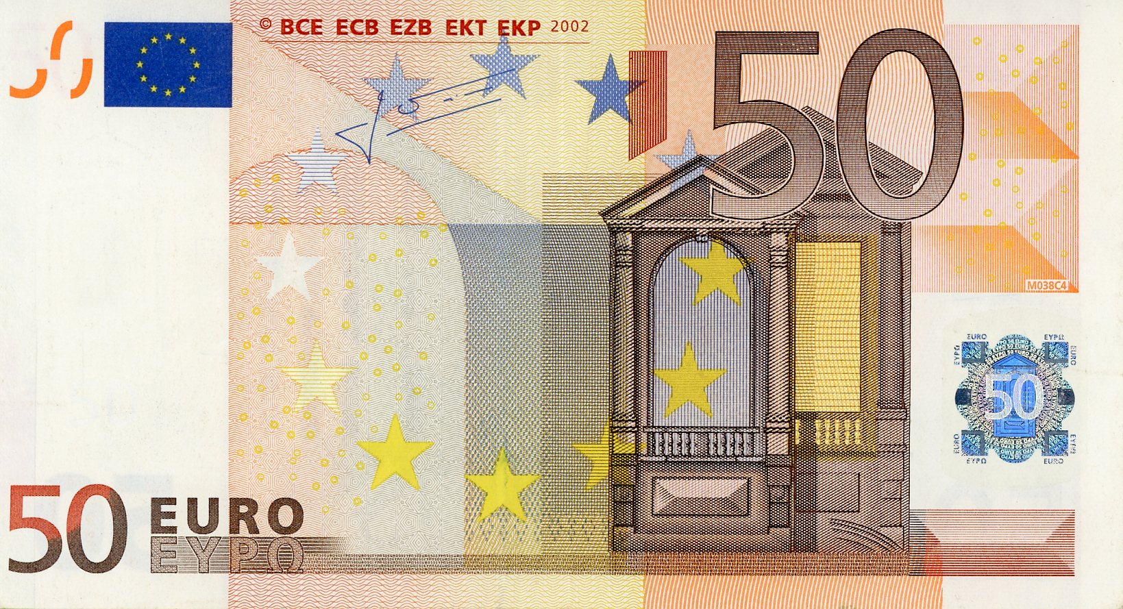 Anverso del billete de 50 euros (Alemania)