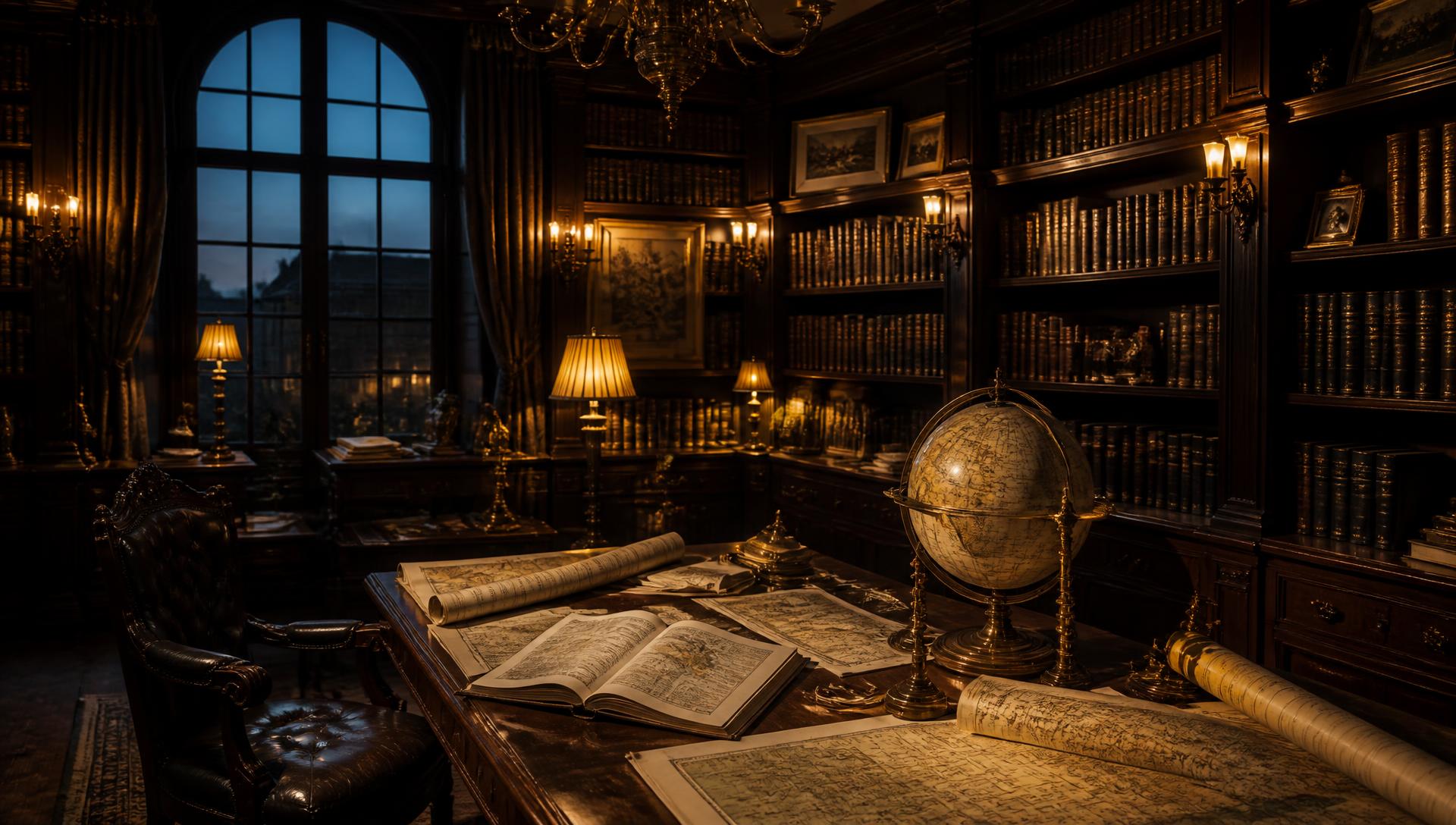 Estantes y volúmenes de la biblioteca personal