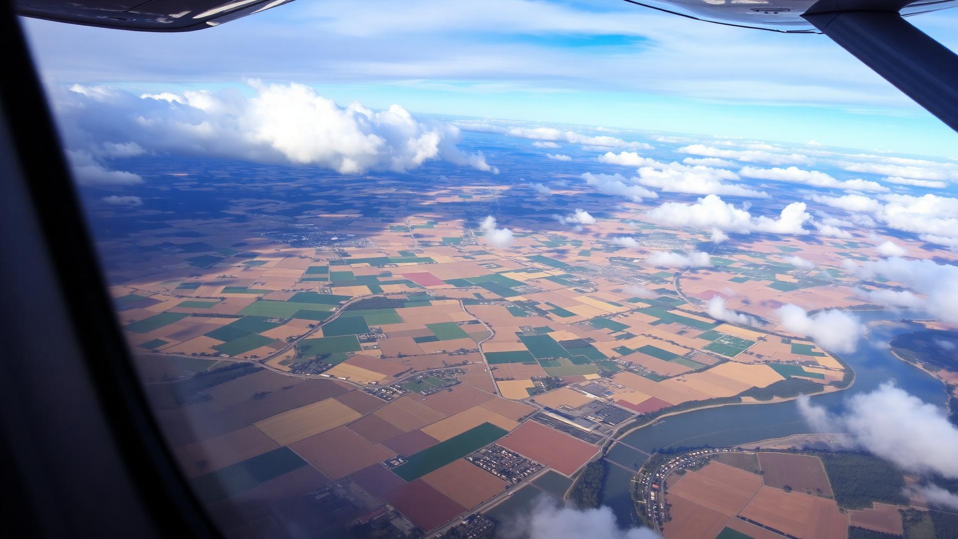 Paisaje desde el aire. La geometría de la llanura y el río, invisible desde tierra.